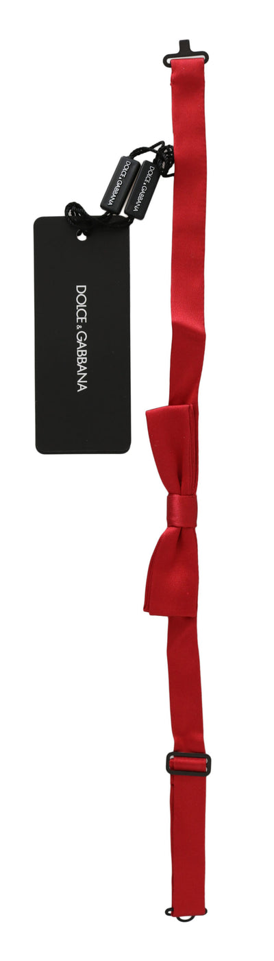 Dolce & Gabbana Rote 100% Seide Schlank Einstellbare Hals Papillon Fliege