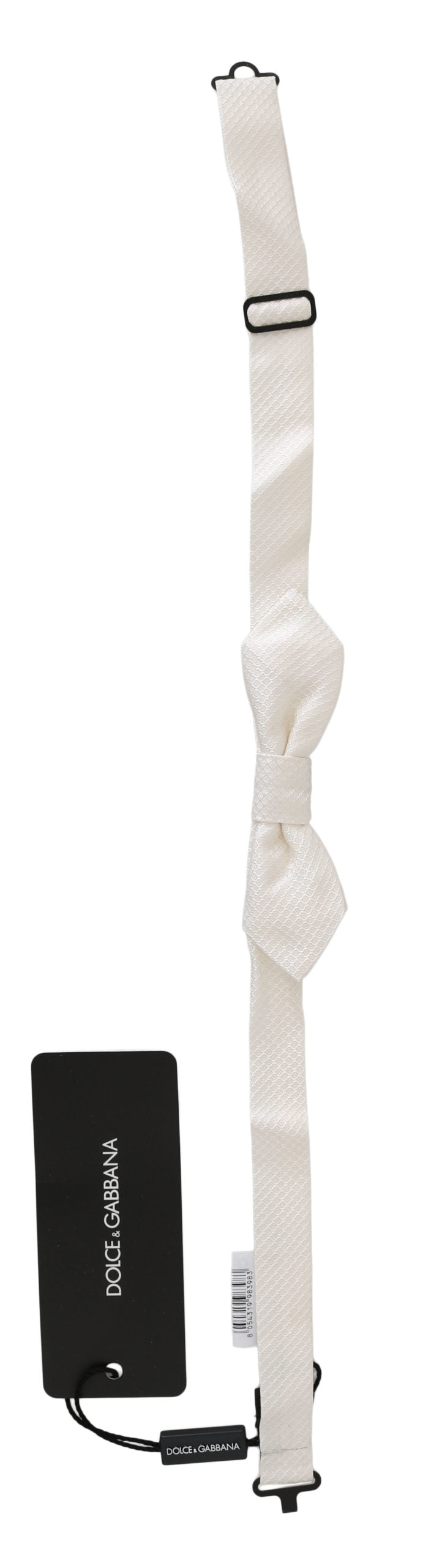 Dolce & Gabbana Weiße 100% Seide Schlank Einstellbare Hals Papillon Herren Krawatte