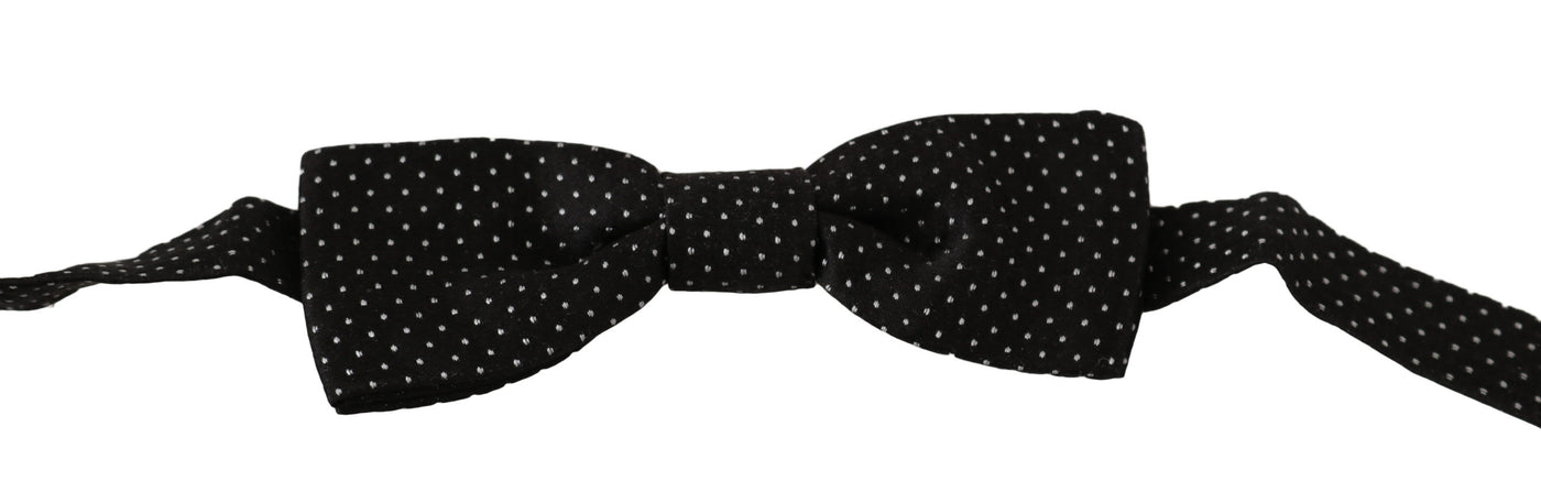 Dolce & Gabbana Schwarz Polka Dots Seide Einstellbare Hals Papillon Männer Fliege