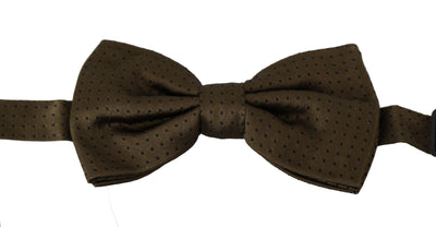 Dolce & Gabbana Braun Polka Dots Seide Einstellbare Hals Papillon Männer Fliege