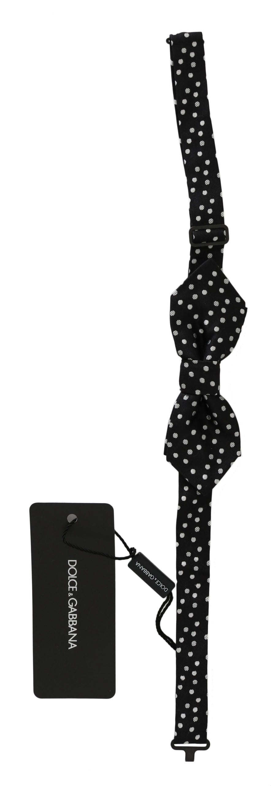 Dolce & Gabbana Schwarz Polka Dots Seide Einstellbare Hals Papillon Männer Fliege