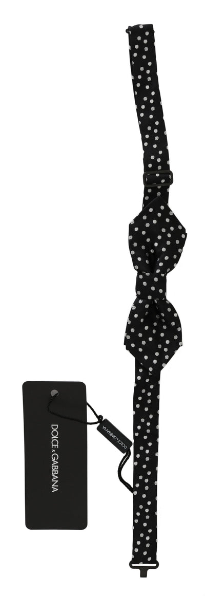 Dolce & Gabbana Schwarz Polka Dots Seide Einstellbare Hals Papillon Männer Fliege