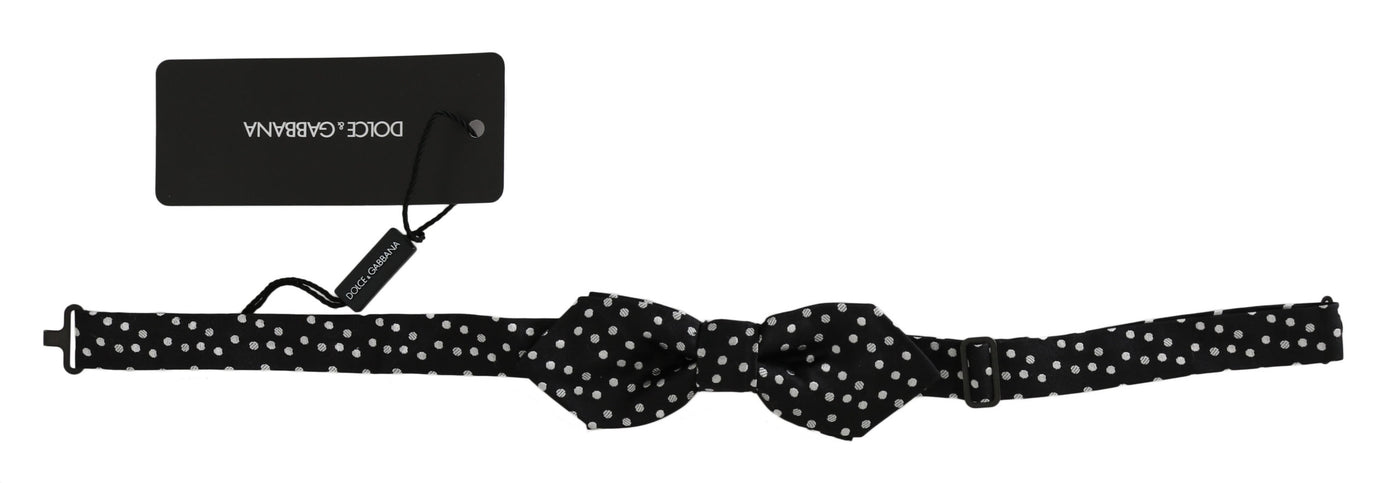 Dolce & Gabbana Schwarz Polka Dots Seide Einstellbare Hals Papillon Männer Fliege