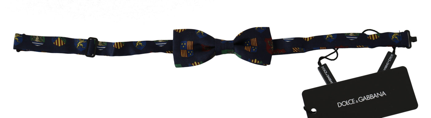 Dolce & Gabbana Blaue Flaggen 100% Seide Einstellbare Hals Papillon Männer Fliege