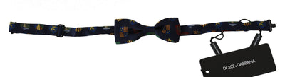 Dolce & Gabbana Blaue Flaggen 100% Seide Einstellbare Hals Papillon Männer Fliege
