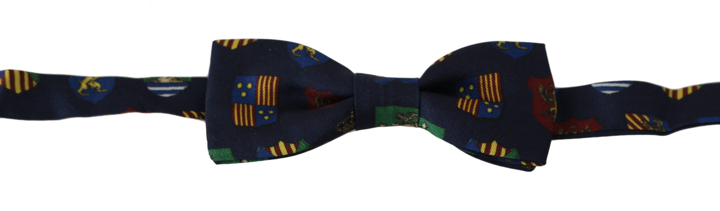 Dolce & Gabbana Blaue Flaggen 100% Seide Einstellbare Hals Papillon Männer Fliege