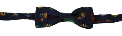 Dolce & Gabbana Blaue Flaggen 100% Seide Einstellbare Hals Papillon Männer Fliege