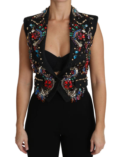 Dolce & Gabbana Schwarzer Kristall Sizilien Weste Weste