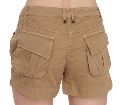 PLEIN SUD Braune Mini-Shorts mit mittlerer Taille aus 100% Baumwolle