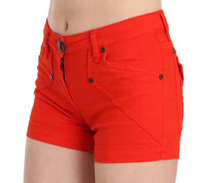 PLEIN SUD Orangefarbener Denim-Mini aus Baumwolle mit mittlerer Taille