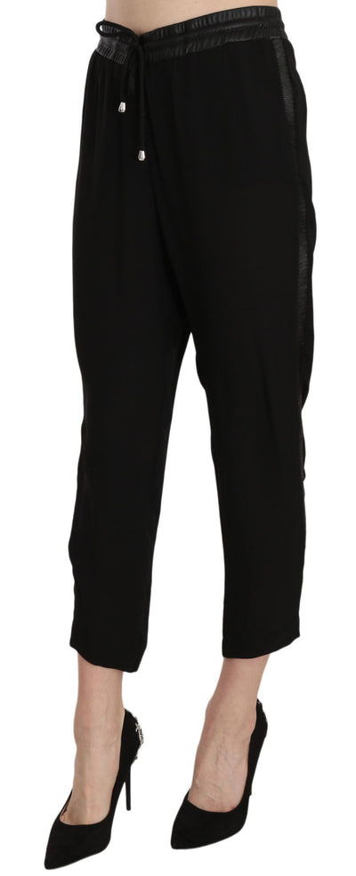 Guess Schwarze Polyesterhose mit hoher Taille und verkürzter Hose