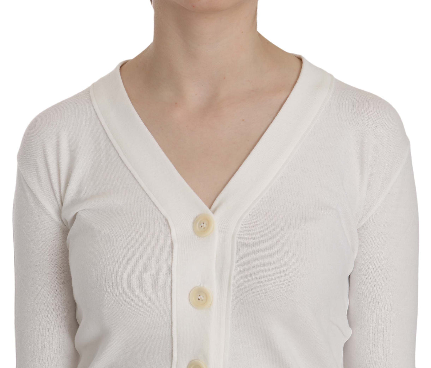 BYBLOS Weißer V-Ausschnitt Langarm Strickjacke Tops Pullover