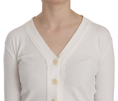 BYBLOS Weißer V-Ausschnitt Langarm Strickjacke Tops Pullover