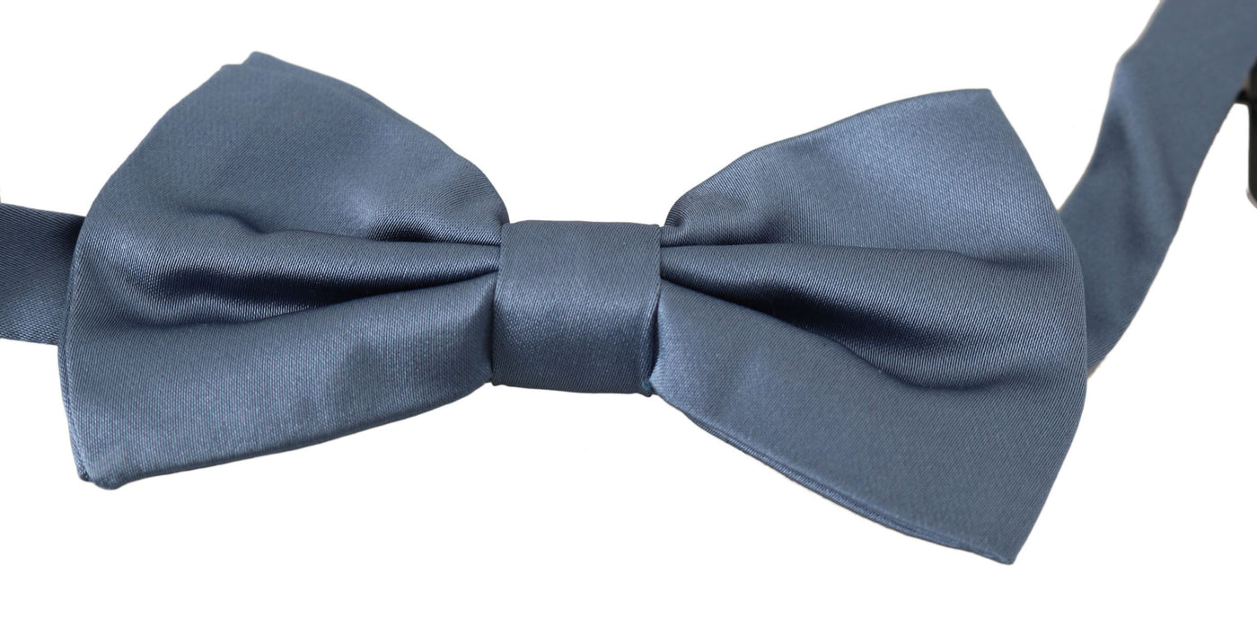 Dolce & Gabbana Blau 100% Seide Verstellbare Hals Papillon Fliege