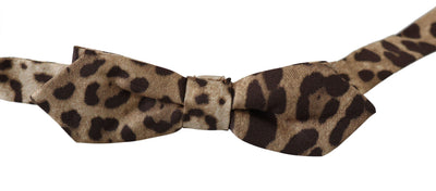 Dolce & Gabbana Braun Leopard Seide Verstellbare Hals Papillon Männer Fliege