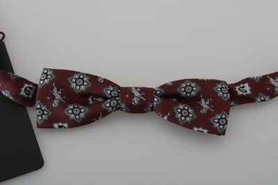 Dolce & Gabbana Herren Bordeaux Maroon Lion Seidenfliege mit verstellbarem Hals