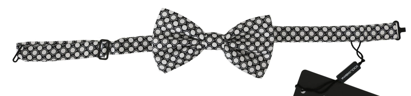Dolce & Gabbana Männer Schwarz Weiß Kreise Einstellbare Hals Papillon Fliege