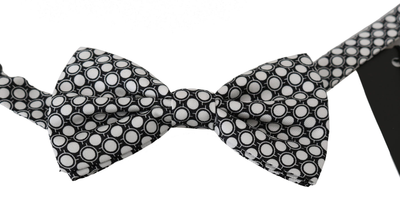 Dolce & Gabbana Männer Schwarz Weiß Kreise Einstellbare Hals Papillon Fliege