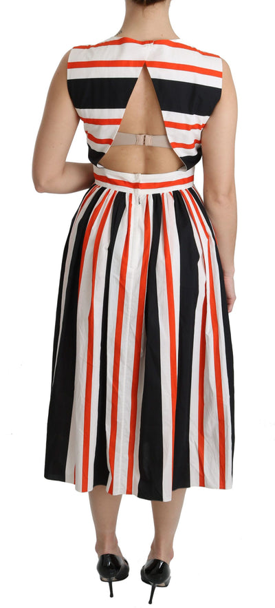 Dolce & Gabbana Multicolor Gestreiftes Midikleid mit Plissee in A-Linie