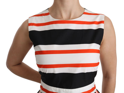 Dolce & Gabbana Multicolor Gestreiftes Midikleid mit Plissee in A-Linie