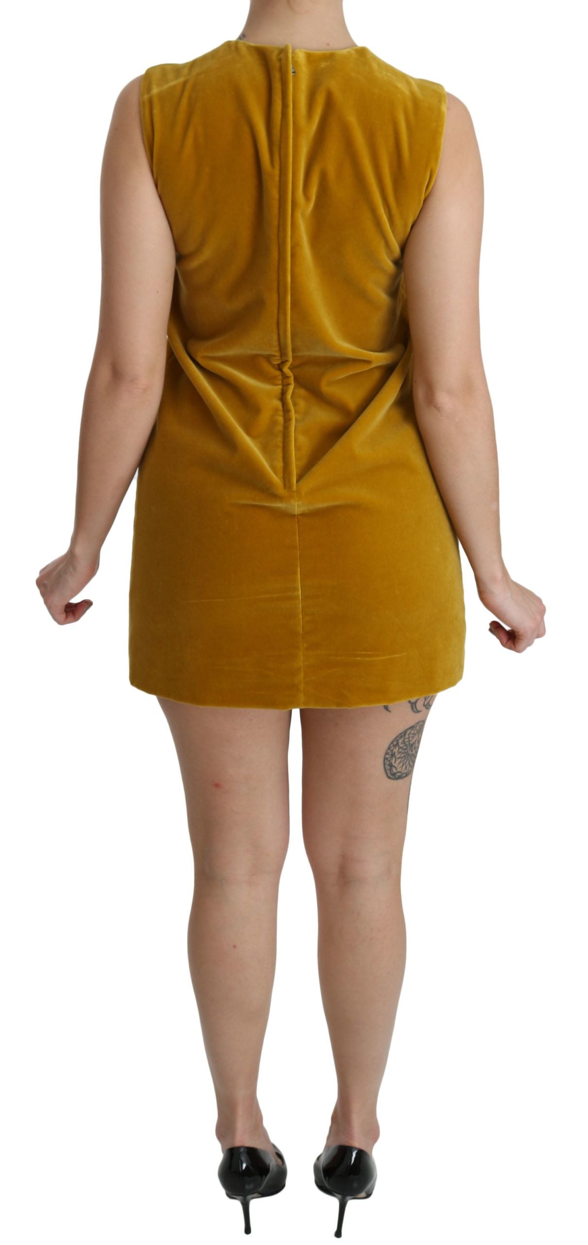 Dolce & Gabbana Senfgelbes Stretch-Minikleid aus Samt