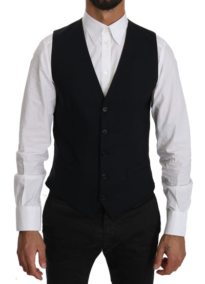 Dolce & Gabbana Blaue Wollweste Formal Gilet Vest