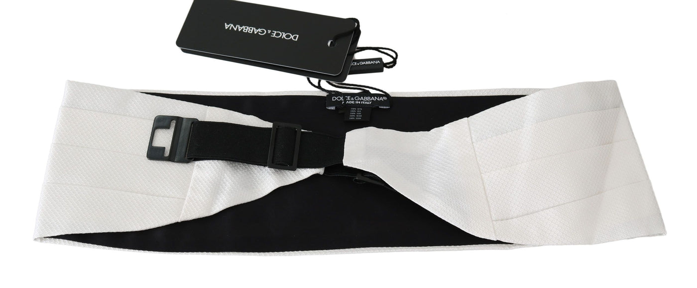 Dolce & Gabbana Weißer Herren Taillengürtel 100% Seide Kummerbund