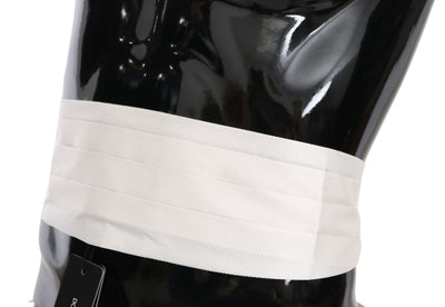 Dolce & Gabbana Weißer Herren Taillengürtel 100% Seide Kummerbund