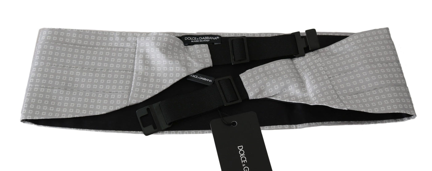 Dolce & Gabbana Grauer gemusterter Taillengürtel Seidenkummerbund