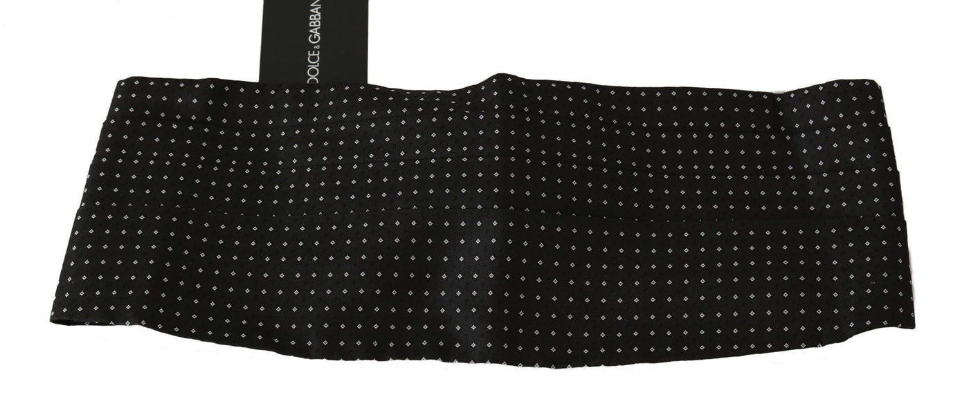 Dolce & Gabbana Schwarzer gepunkteter Taillengürtel Seidenkummerbund