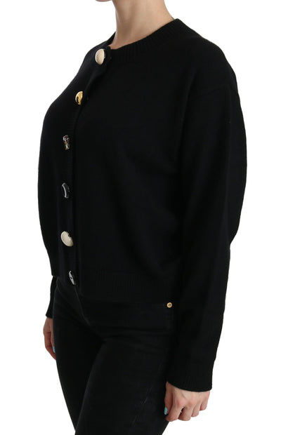 Dolce & Gabbana Schwarzer Strickpullover mit Knopfverzierung