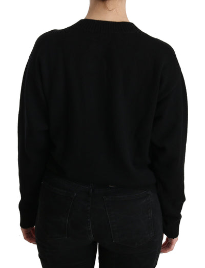 Dolce & Gabbana Schwarzer Strickpullover mit Knopfverzierung