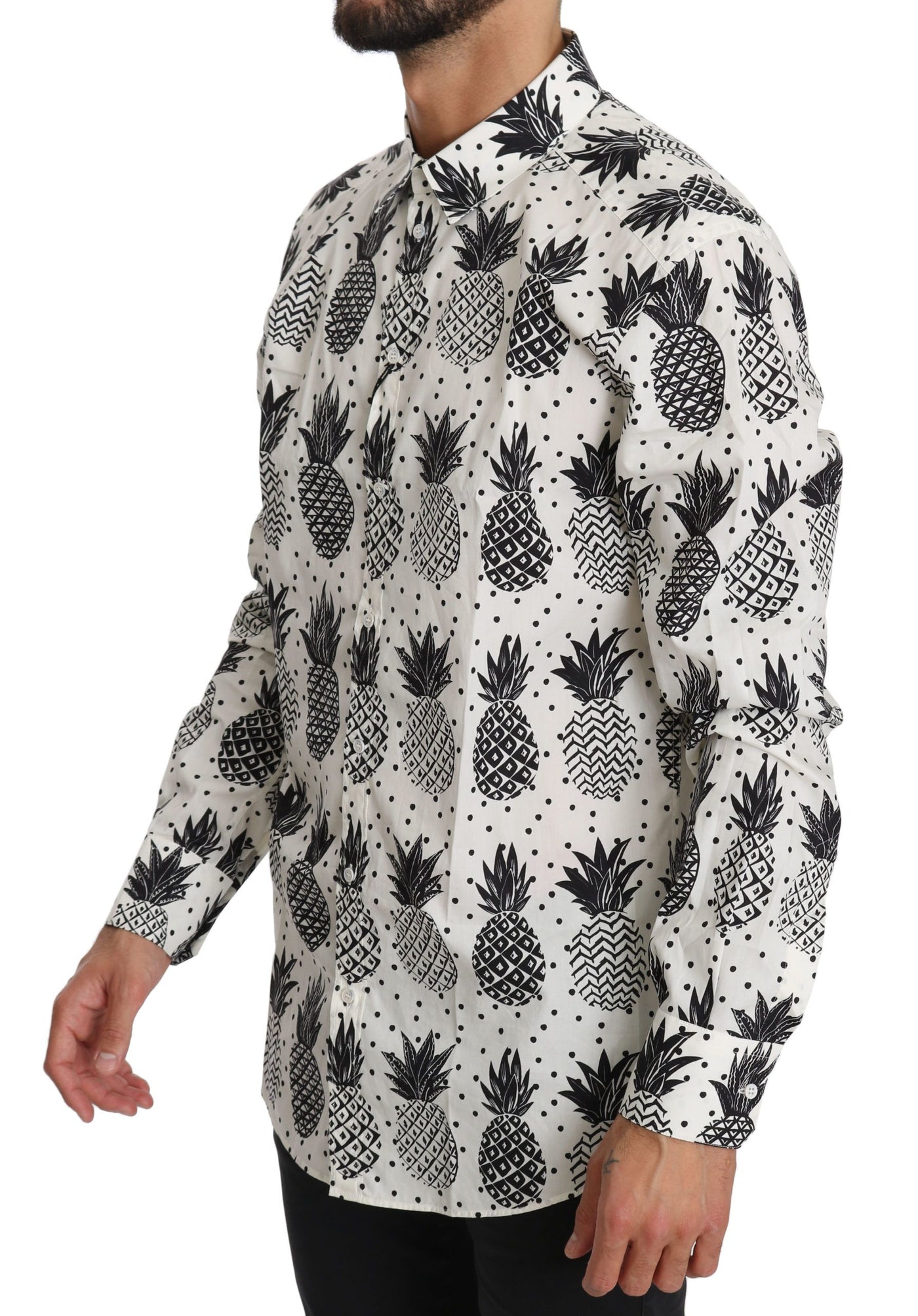 Dolce & Gabbana Weißes Ananas-Baumwoll-Top-Shirt