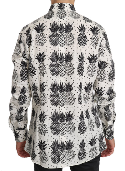 Dolce & Gabbana Weißes Ananas-Baumwoll-Top-Shirt