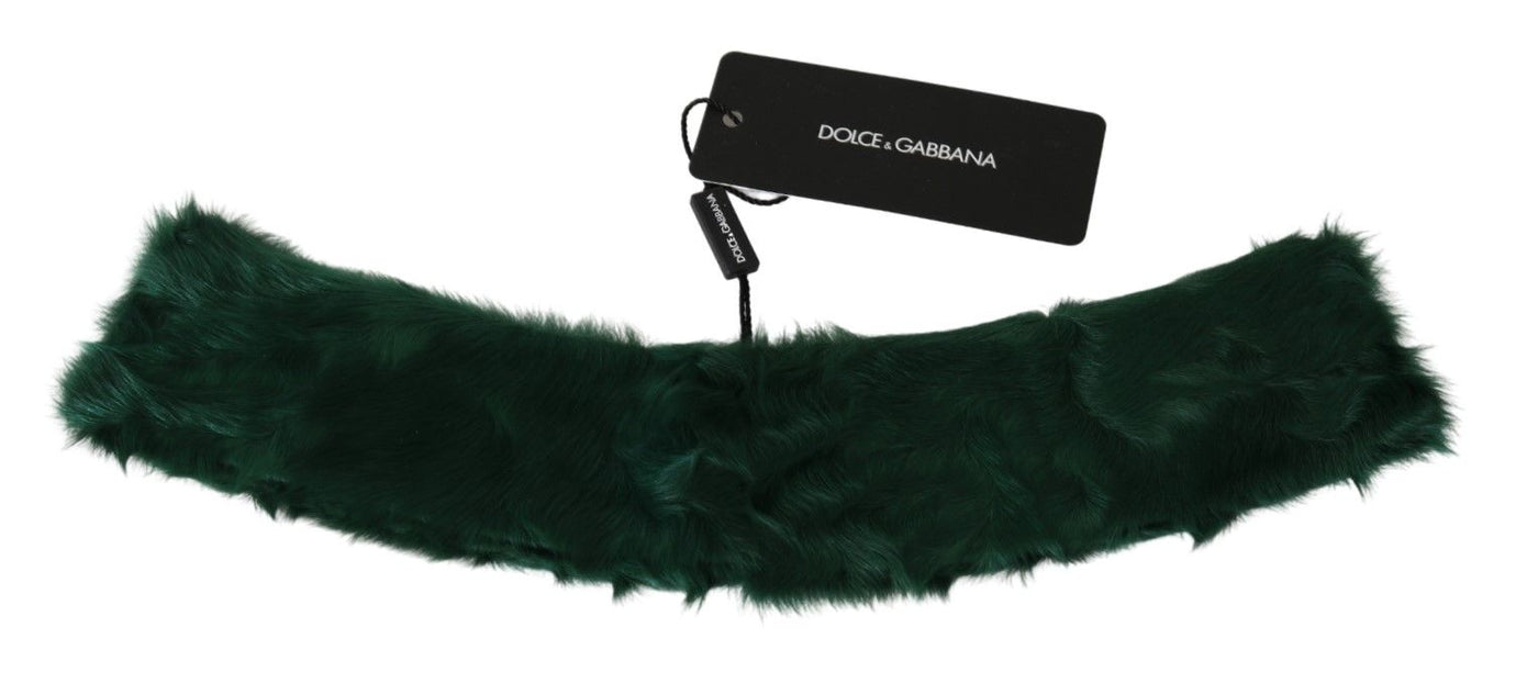 Dolce & Gabbana Grüner Pelzkragen Wickel-Lammfellschal