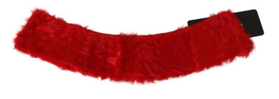 Dolce & Gabbana Roter Pelzkragen Wickel-Lammfellschal