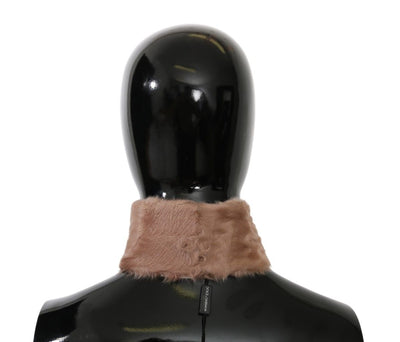 Dolce & Gabbana Beige Pelzkragen Lammfellschal