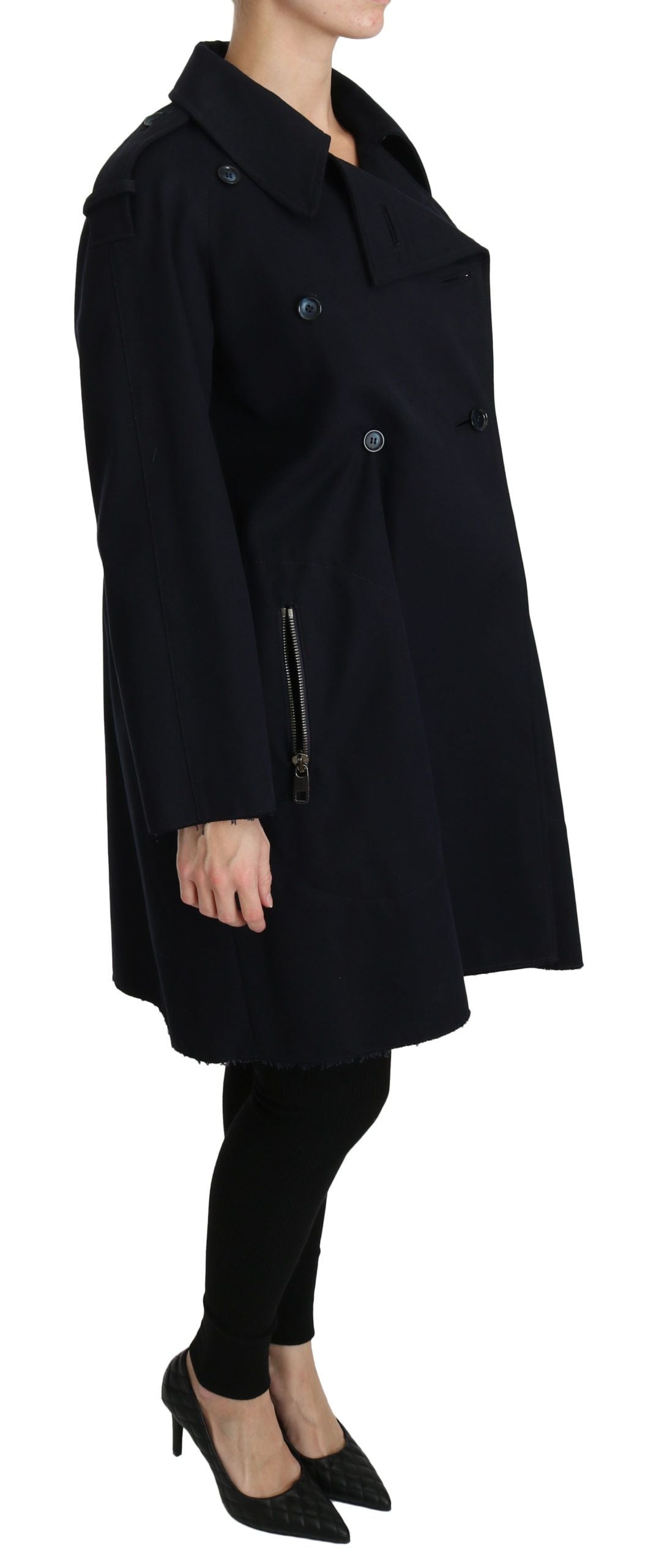 Dolce & Gabbana Mantel Blau Baumwolle Frauen Trenchcoat