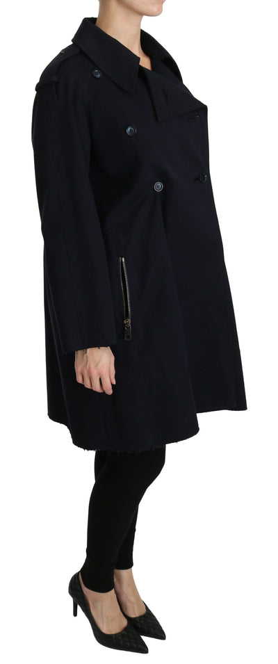 Dolce & Gabbana Mantel Blau Baumwolle Frauen Trenchcoat