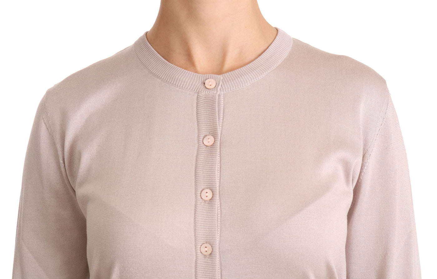 Dolce & Gabbana Rosa Seidenpullover mit langen Ärmeln und Spitze