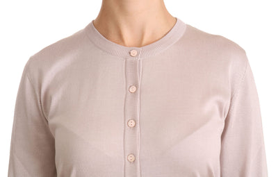 Dolce & Gabbana Rosa Seidenpullover mit langen Ärmeln und Spitze
