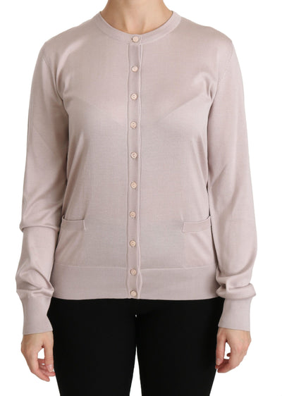 Dolce & Gabbana Rosa Seidenpullover mit langen Ärmeln und Spitze