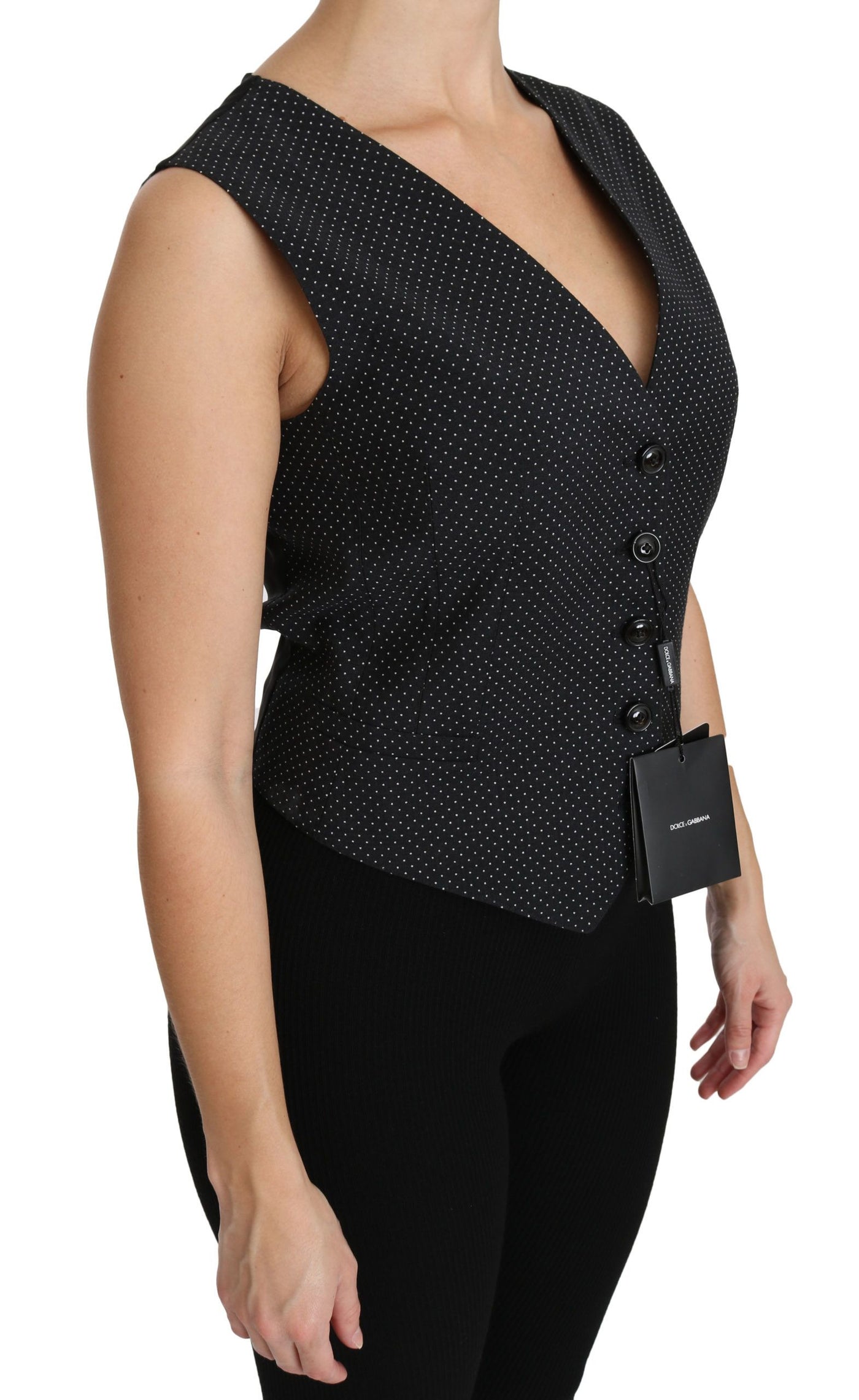 Dolce & Gabbana Schwarz gepunktete Weste Weste Bluse Top
