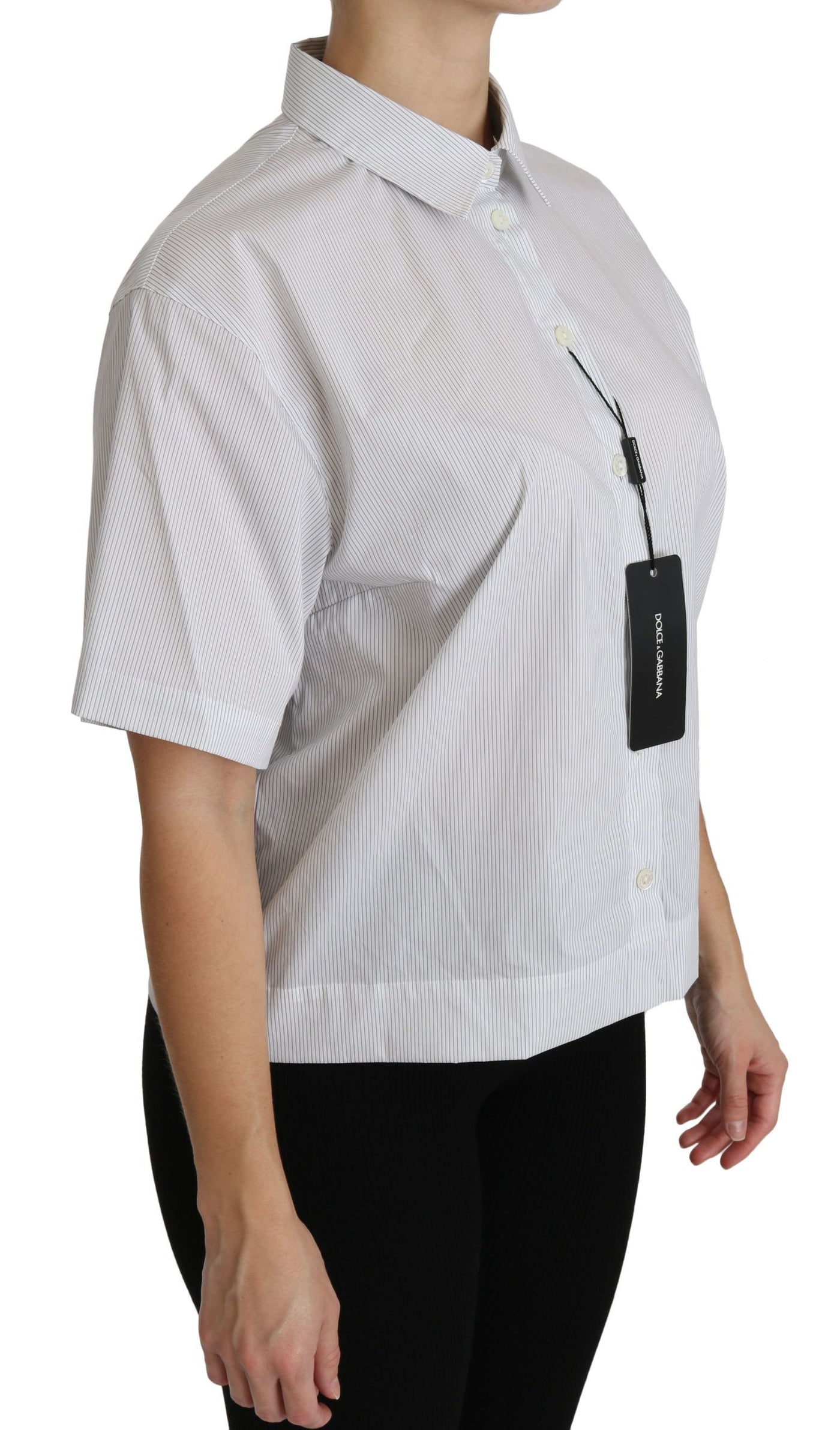 Dolce & Gabbana Weißes kurzärmeliges Poloshirt mit Kragen
