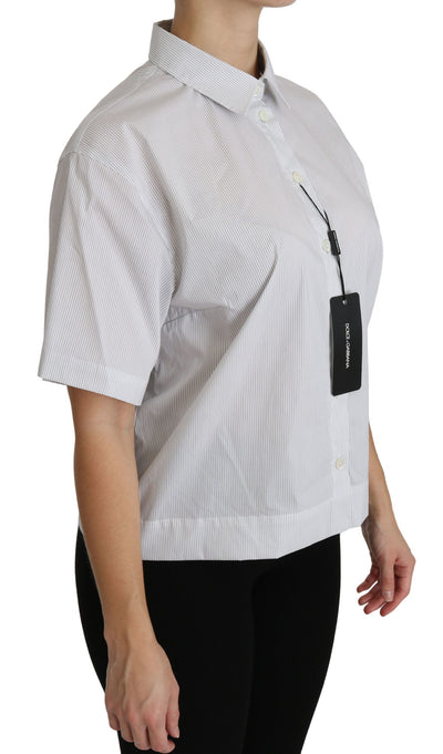 Dolce & Gabbana Weißes kurzärmeliges Poloshirt mit Kragen