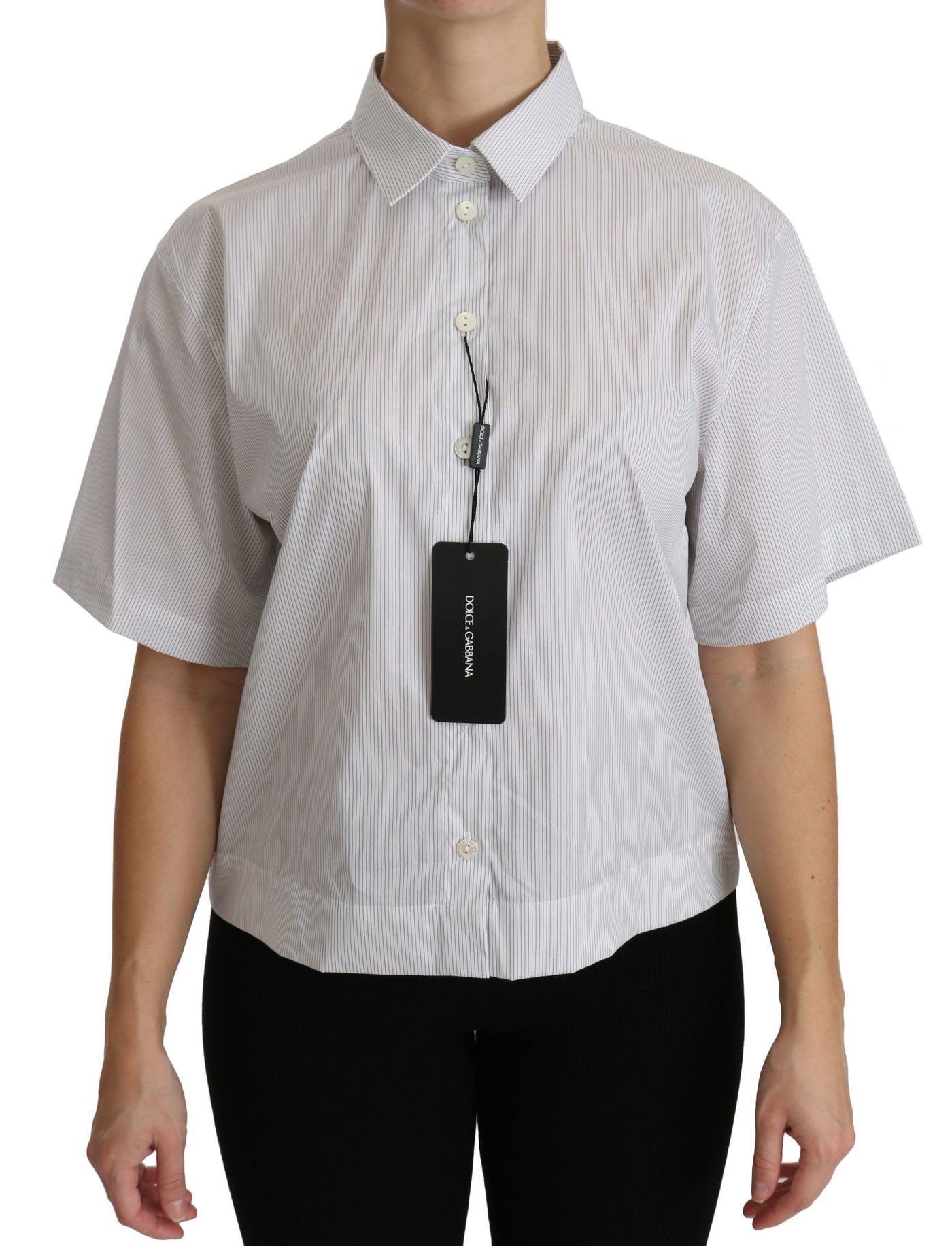 Dolce & Gabbana Weißes kurzärmeliges Poloshirt mit Kragen