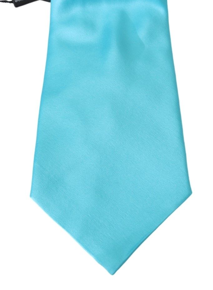 Dolce & Gabbana Hellblaue breite Herrenkrawatte Accessoire 100% Seide