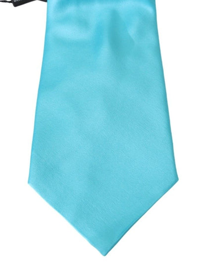 Dolce & Gabbana Hellblaue breite Herrenkrawatte Accessoire 100% Seide