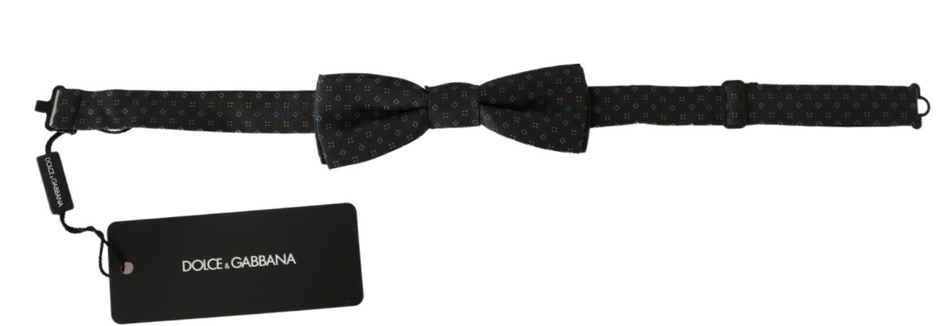 Dolce & Gabbana Graue gemusterte Herrenkrawatte Papillon 100% Seidenfliege