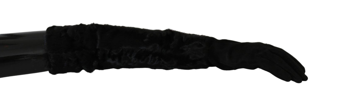 Dolce & Gabbana Schwarze Ellenbogenlange Fäustlinge aus Wildleder